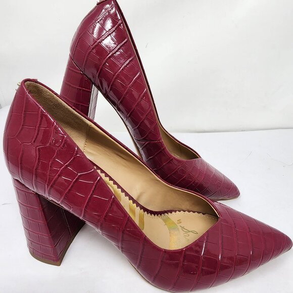 Circus By Sam Edelman sz 7 Marlee Burgundy Croc-Embossed Pointed Toe Pumps - Picture 5 of 11
